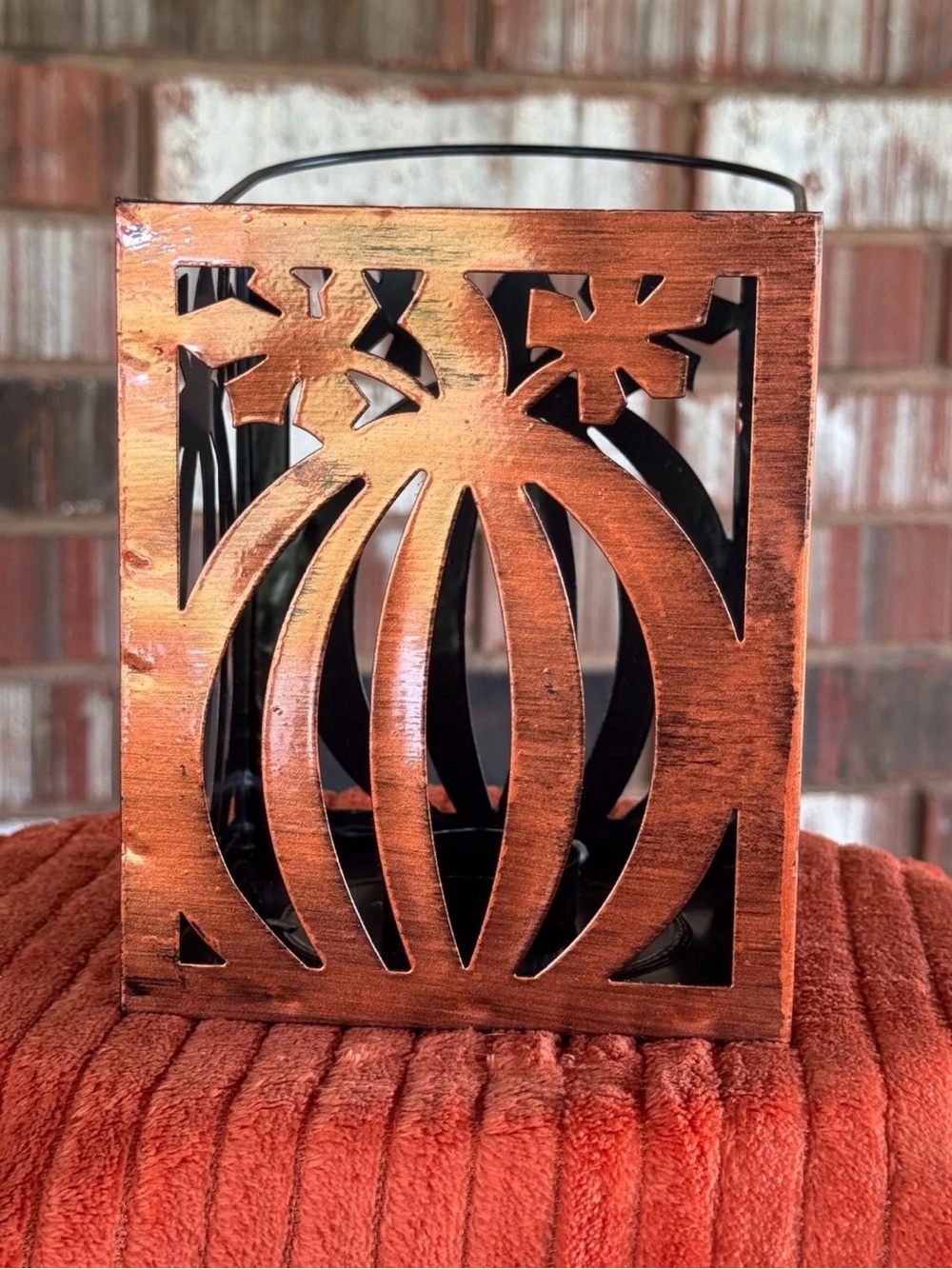 Copper Finish Tea Light Holder Pumpkin Fall